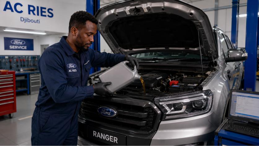 Technicien AC Ries effectuant vidange Ford prix Djibouti