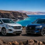 Ford Edge vs Ford Escape à Djibouti — comparatif des deux SUV Ford sur fond de Golfe de Tadjourah