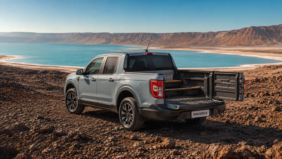 Ford Maverick pickup Djibouti 2026 — pickup compact hybride sur les hauteurs du Lac Assal à Djibouti