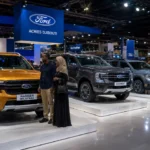 Salon auto Djibouti Ford 2025 — stand Ford avec Ranger, Everest et Maverick exposés au salon de l'automobile de Djibouti-ville